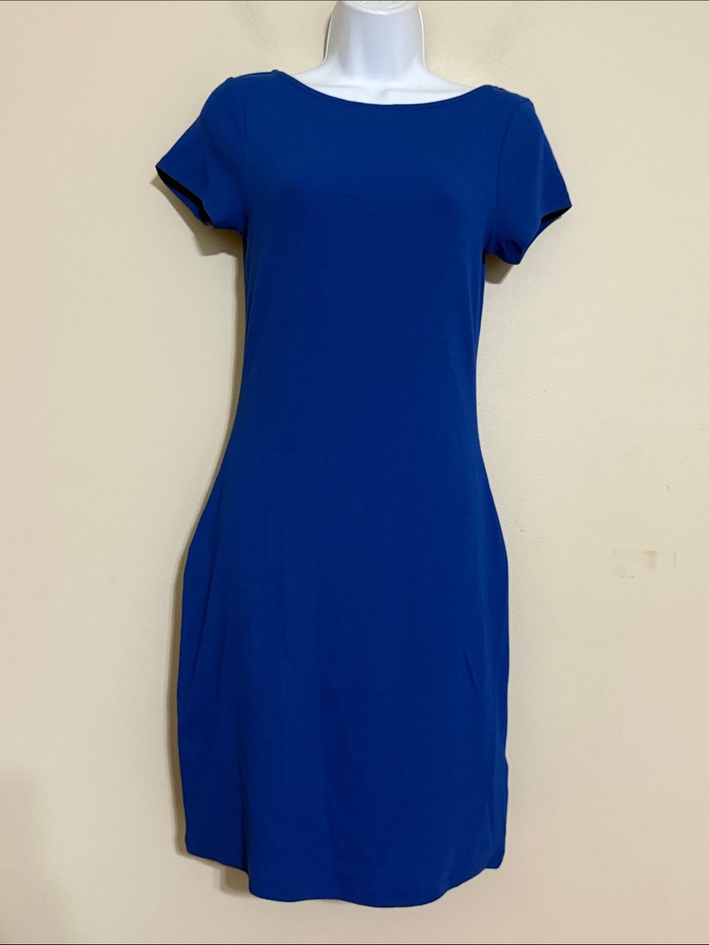 Boden Classic Short-Sleeve Blue Sheath Dress women 6R casual soft stretchy party